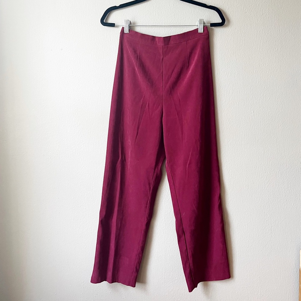 Vintage maroon velvet high waisted ankle pants